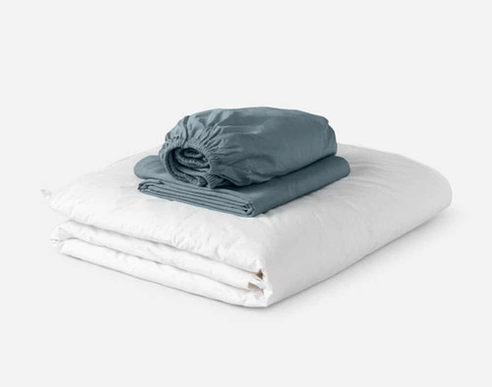 3-Piece Crib-Sized Bamboo Cotton Bedding Bundle - Spruce, RDS Certified, Green