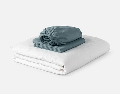 3-Piece Crib-Sized Bamboo Cotton Bedding Bundle - Spruce, RDS Certified, Green