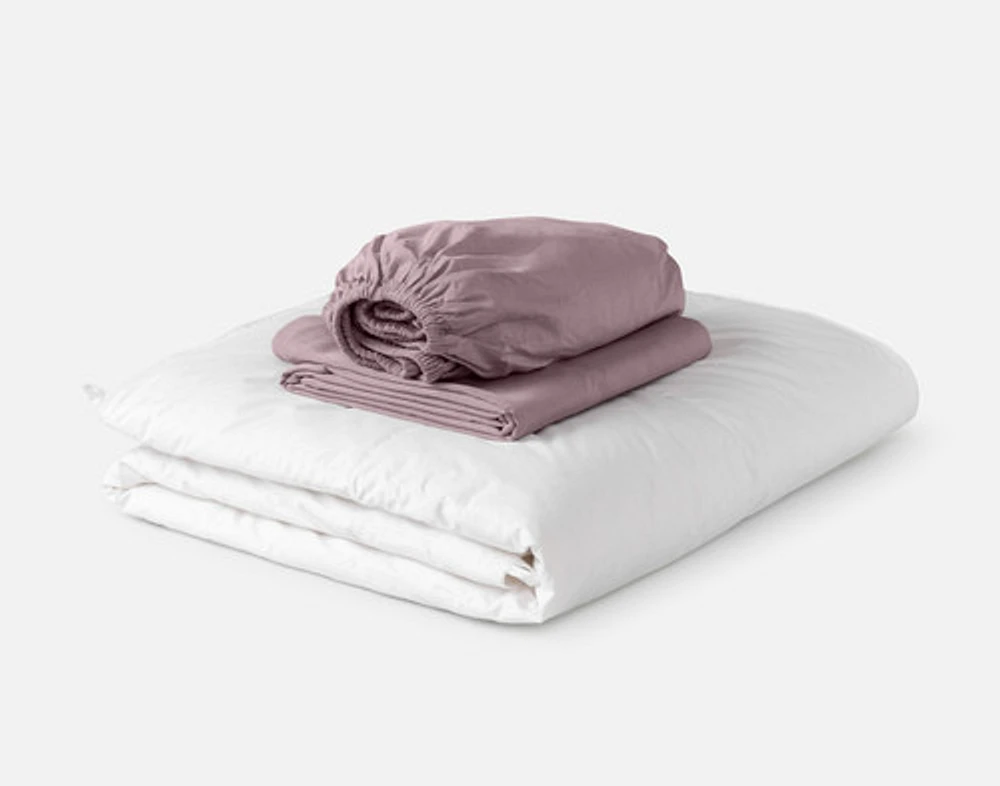 3-Piece Crib-Sized Bamboo Cotton Bedding Bundle - Orchid, RDS Certified, Purple