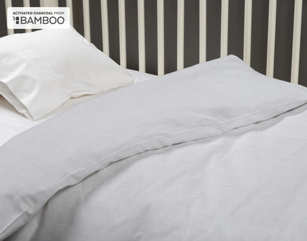 3-Piece Crib-Sized Bamboo Cotton Bedding Bundle - Charcoal, RDS Certified, Grey