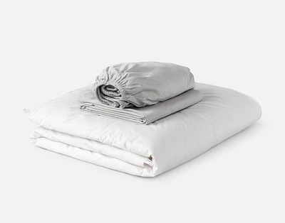3-Piece Crib-Sized Bamboo Cotton Bedding Bundle - Charcoal, RDS Certified, Grey