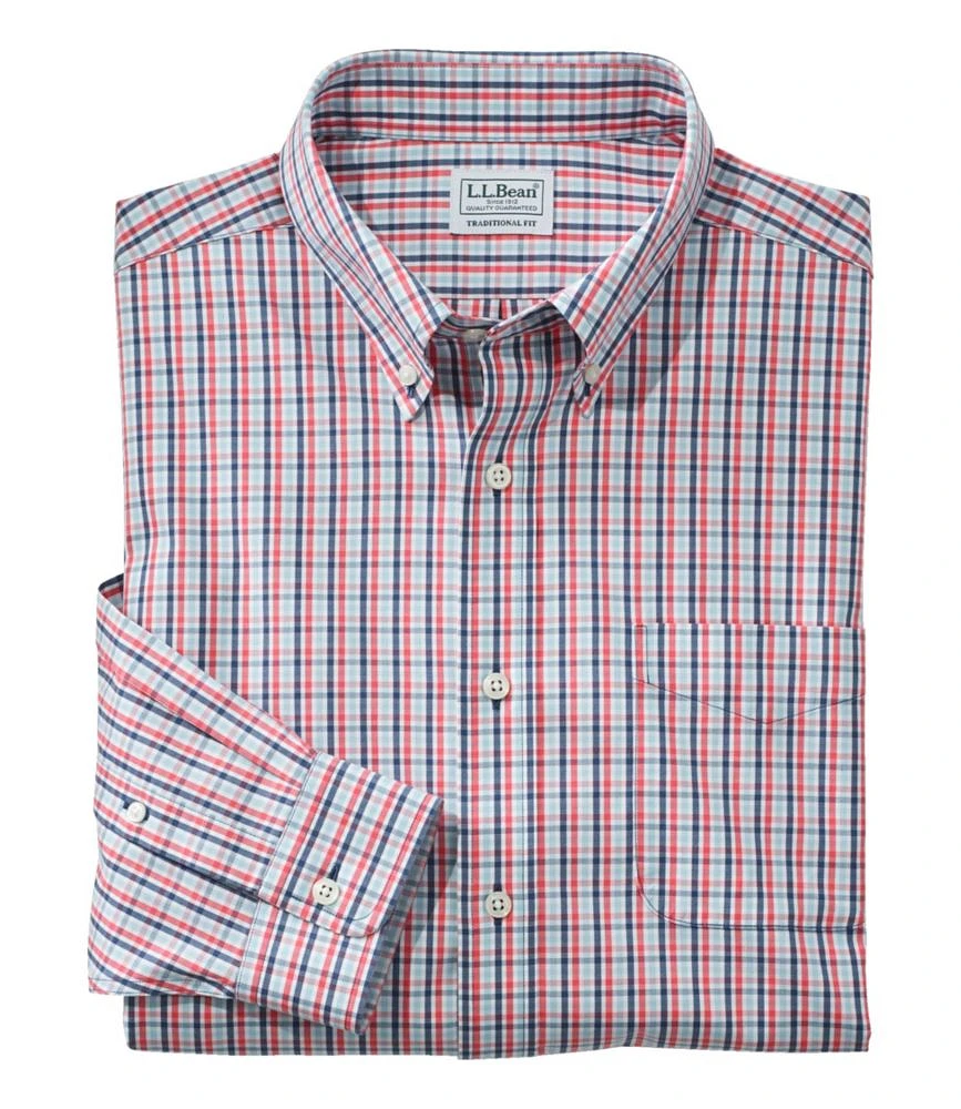 Men's Wrinkle-Free Pinpoint Oxford Cloth Shirt, Traditional Fit Tattersall