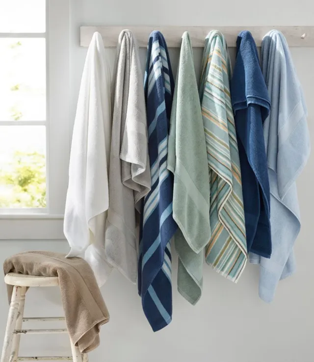 Organic Textured Cotton Towel Set, Stripe Feldspar | L.L.Bean