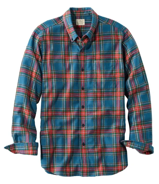 L.L.Bean Wicked Soft Flannel Shirt Plaid Slightly Fitted Men's Clothing Soft Spruce : 3XL