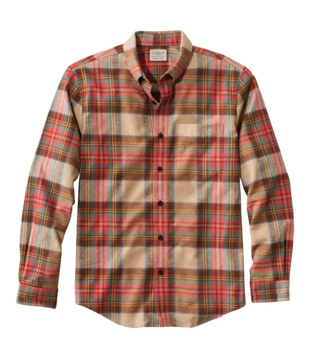 Men's Fleece-Lined Flannel Shirt, Snap Front, Slightly Fitted Mountain Red Xxxl, Polyester Flannel | L.L.Bean