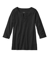 Women's Pima Cotton Tunic, Three-Quarter-Sleeve Splitneck