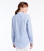 Women's Premium Washable Linen Shirt, Tunic Stripe