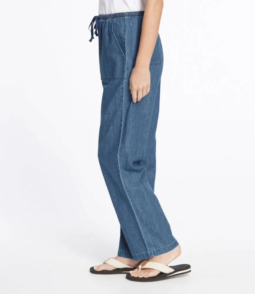 Women's Sunwashed Denim Pants, Straight-Leg