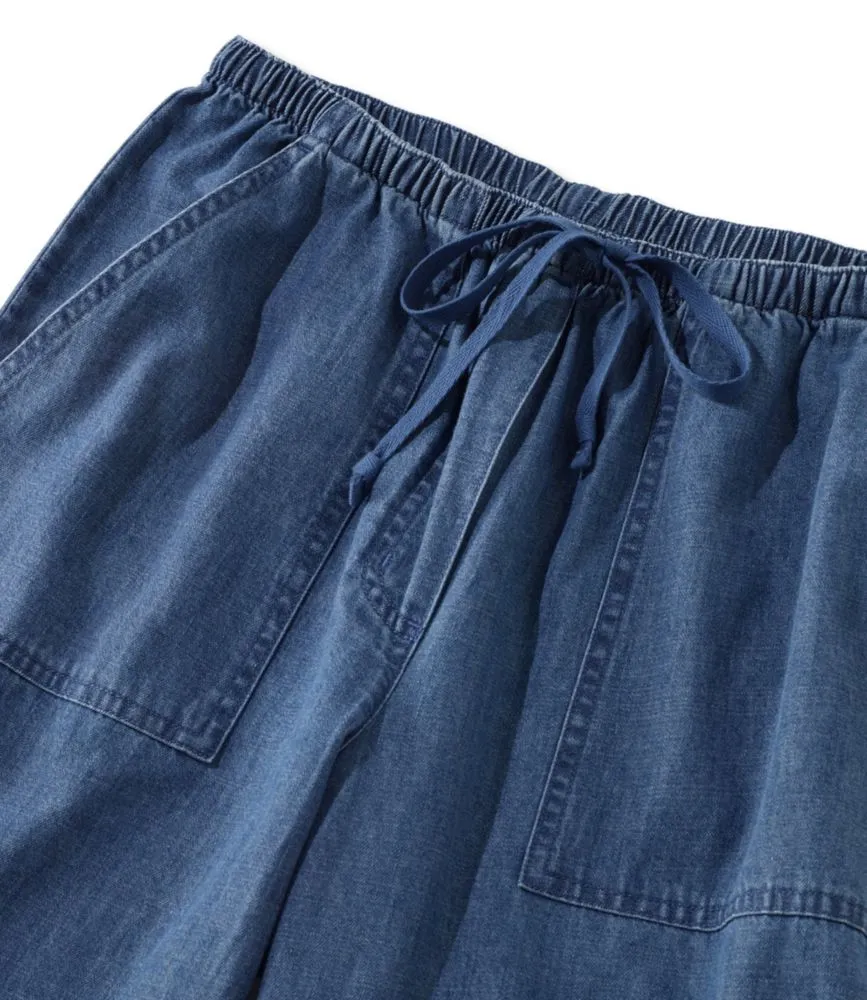 Women's Sunwashed Denim Pants, Straight-Leg