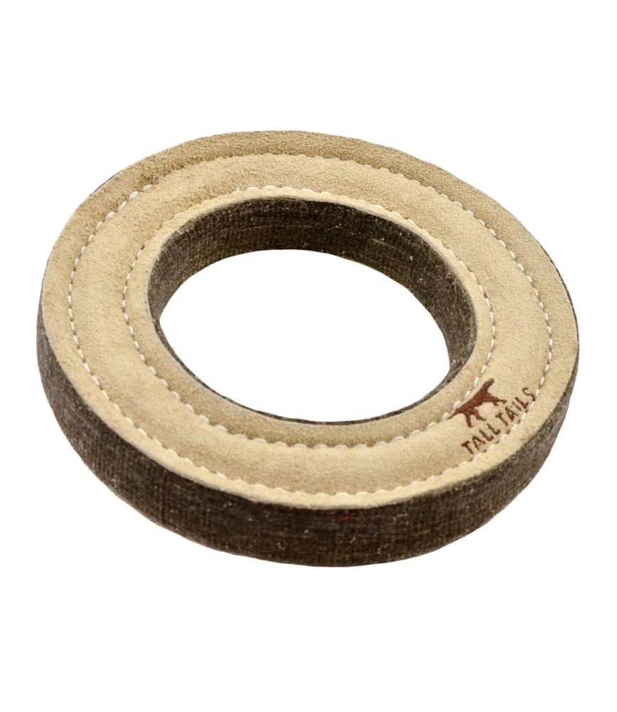 Natural Leather & Wool Ring Dog Toy