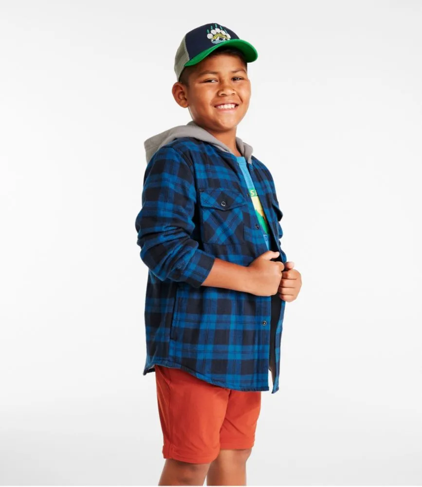 L.L. Bean Kids' Fleece-Lined Flannel Shirt, Hooded Plaid