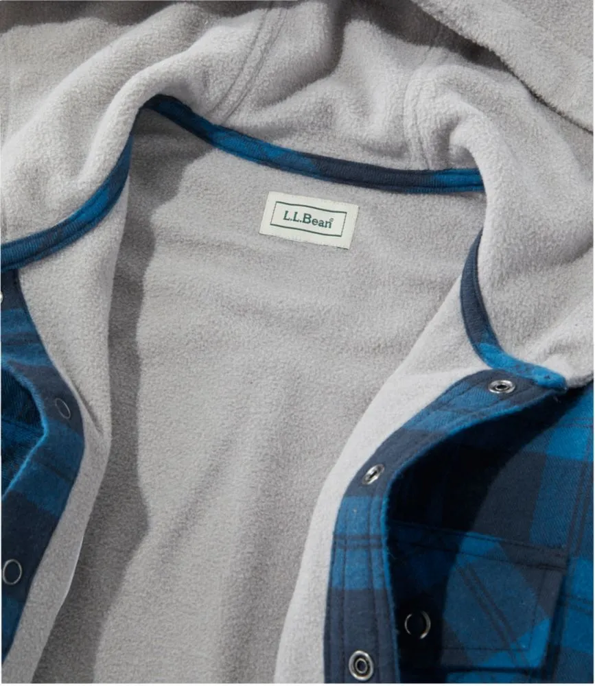 L.L. Bean Kids' Fleece-Lined Flannel Shirt, Hooded Plaid