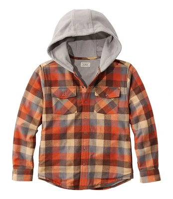 Kids' Fleece-Lined Flannel Shirt, Hooded Plaid