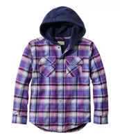 Kids' Fleece-Lined Flannel Shirt, Hooded Plaid