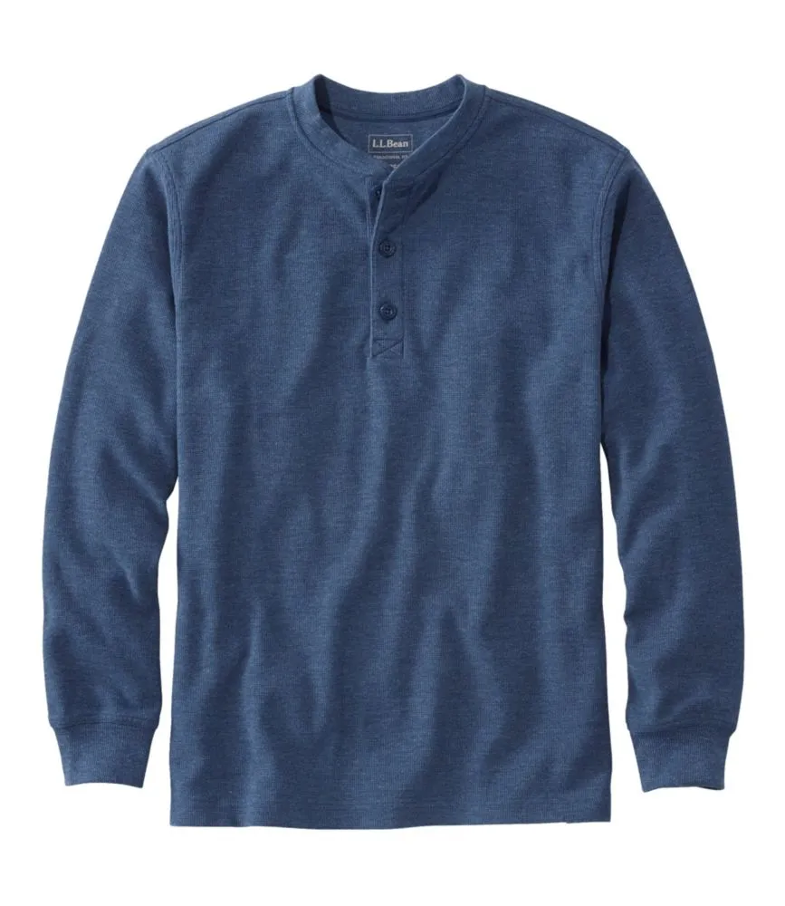 Men's Unshrinkable Mini-Waffle Henley, Long-Sleeve Traditional Fit