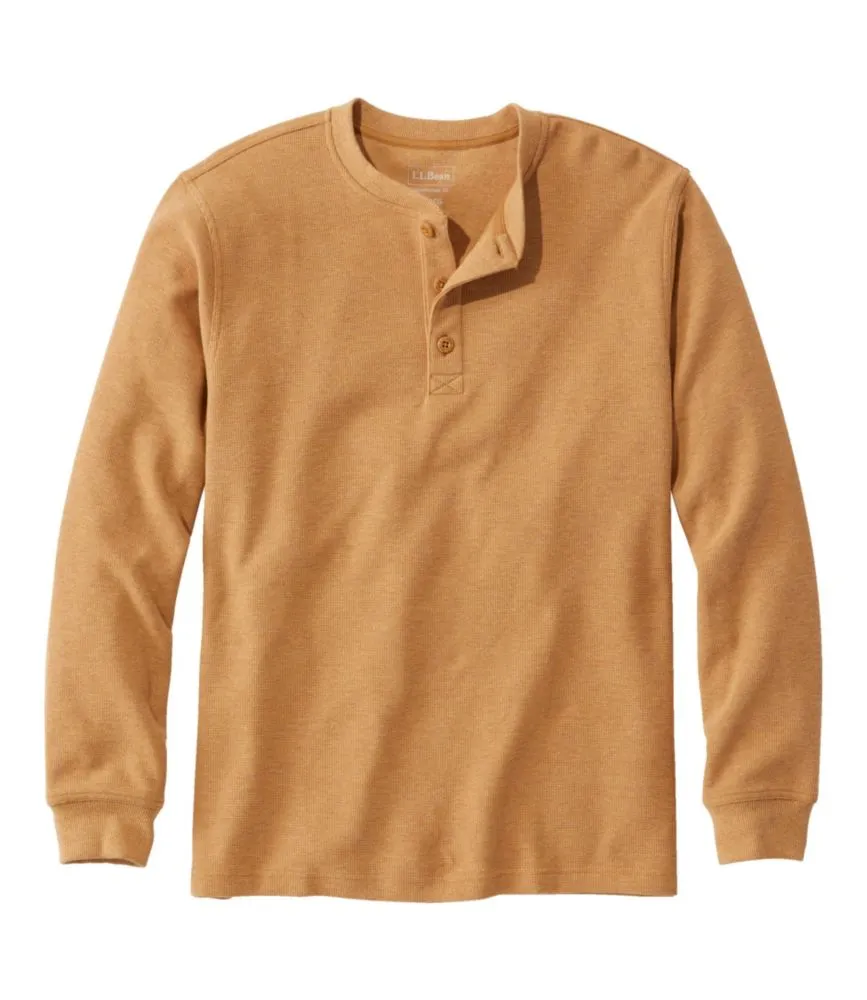 Men's Unshrinkable Mini-Waffle Henley, Long-Sleeve Traditional Fit