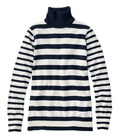 Women's Cotton/Cashmere Sweater, Turtleneck Stripe