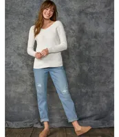 Women's Signature Organic Denim Boyfriend Jeans, Low-Rise Straight-Leg