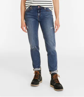 Women's Signature Organic Denim Boyfriend Jeans, Low-Rise Straight-Leg