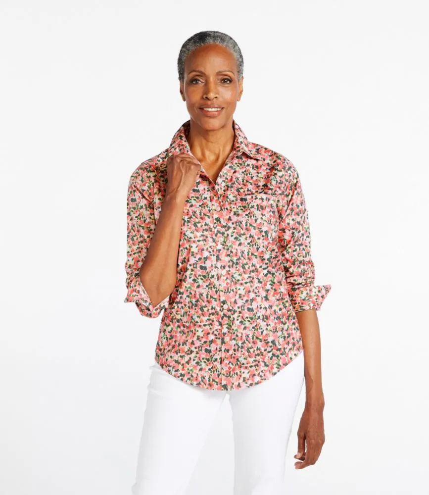 Women's Wrinkle-Free Pinpoint Oxford Shirt, Relaxed Fit Long-Sleeve Print  at L.L. Bean