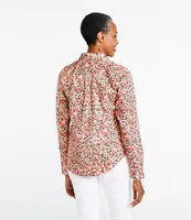 Women's Wrinkle-Free Pinpoint Oxford Shirt, Relaxed Fit Long-Sleeve Print Deep Wine Abstract Floral Extra Large, Cotton | L.L.Bean