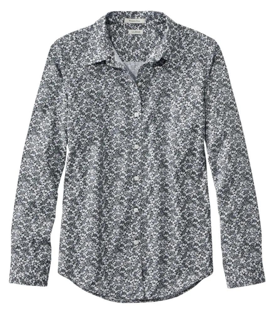 Women's Wrinkle-Free Pinpoint Oxford Shirt, Relaxed Fit Long-Sleeve Print Deep Wine Abstract Floral Extra Large, Cotton | L.L.Bean