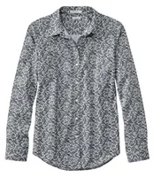 Women's Wrinkle-Free Pinpoint Oxford Shirt, Relaxed Fit Long-Sleeve Print