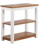 Painted Farmhouse Two-Shelf Console, Wood Top