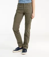 Women's Stretch Canvas Cargo Pants, Mid-Rise Straight-Leg