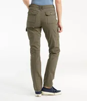 Women's Stretch Canvas Cargo Pants, Mid-Rise Straight-Leg