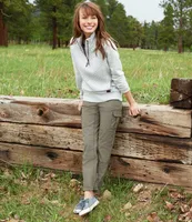 Women's Stretch Canvas Cargo Pants, Mid-Rise Straight-Leg