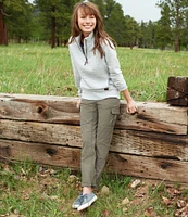 Women's Stretch Canvas Cargo Pants, Mid-Rise Straight-Leg