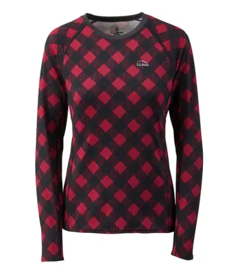 Women's L.L.Bean Midweight Crew Base Layer, Long Sleeve, Print