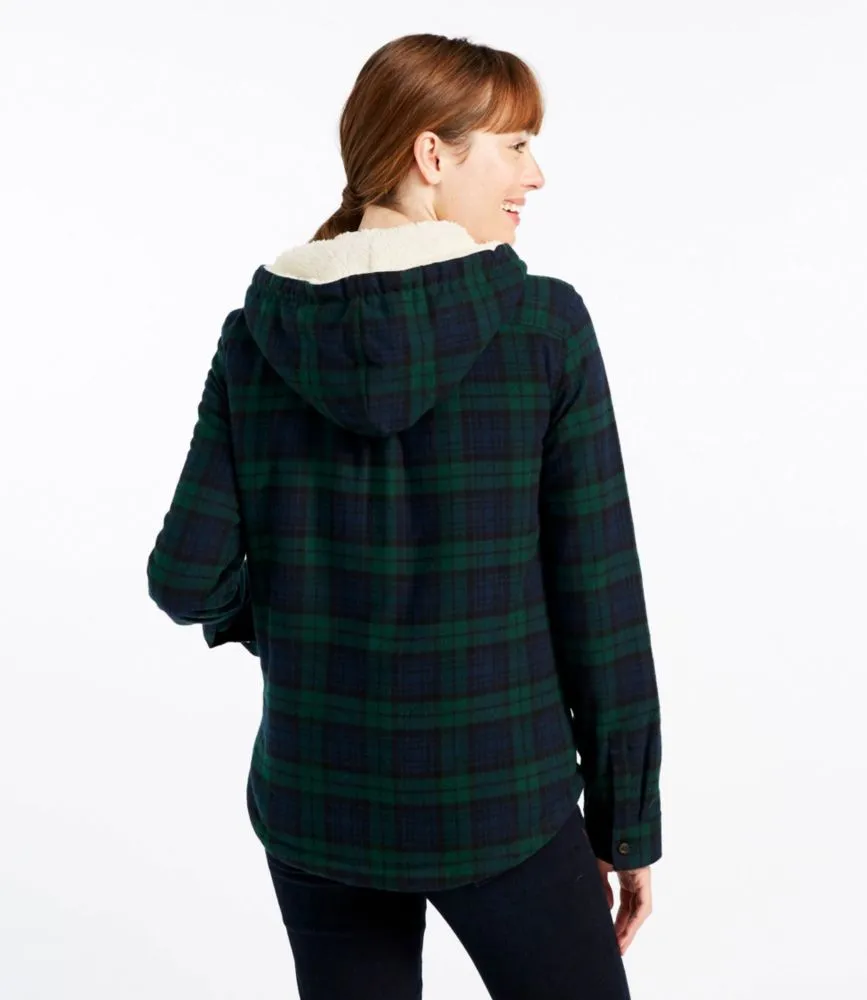 Ladies Fleece Lined Flannel Shirt - Green Blackwatch Tartan