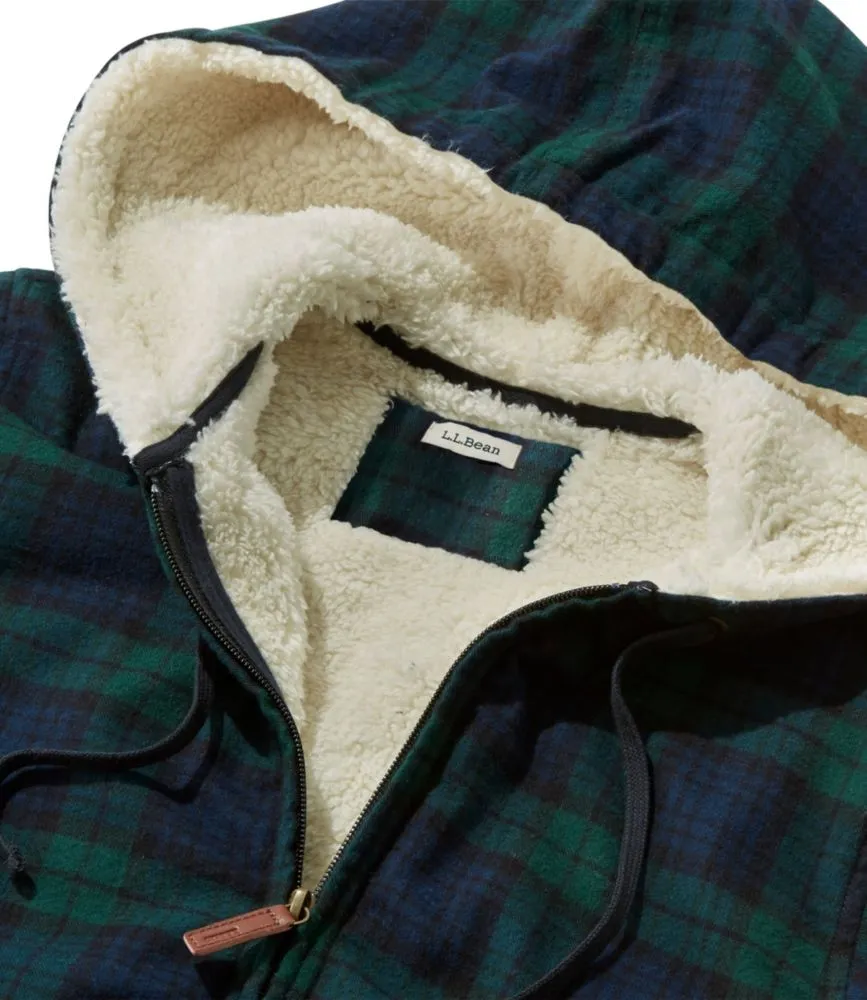 Cotton Plaid Sherpa Lined Fleece Hoodie Jacket