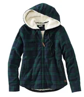 Women's Scotch Plaid Flannel Shirt, Sherpa-Lined Zip Hoodie