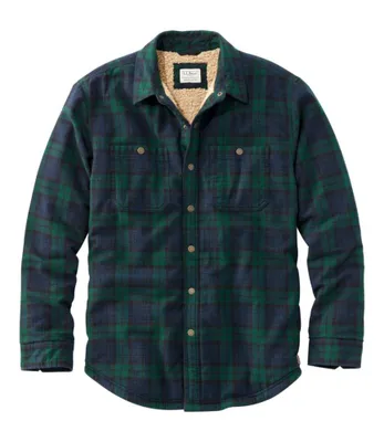 Men's Sherpa-Lined Scotch Plaid Shirt, Slightly Fitted