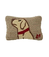 Wool Hooked Throw Pillow, Begging Yellow Lab, 8" x 12"