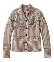 Women's Signature Cotton Fisherman Sweater, Short Cardigan Fair Isle