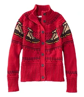 Women's Signature Cotton Fisherman Sweater, Short Cardigan Fair Isle