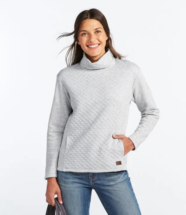 Women's Ultrasoft Sweats, Funnelneck Pullover Light Gray Heather 1X, Cotton | L.L.Bean