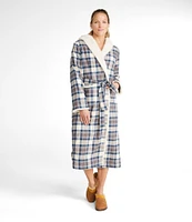 Women's Scotch Plaid Flannel Robe, Sherpa-Lined Long