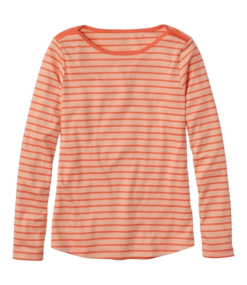 Women's Pima Cotton Shaped Tee, Long-Sleeve Boatneck Stripe