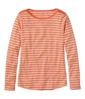 Women's Pima Cotton Shaped Tee, Long-Sleeve Boatneck Stripe