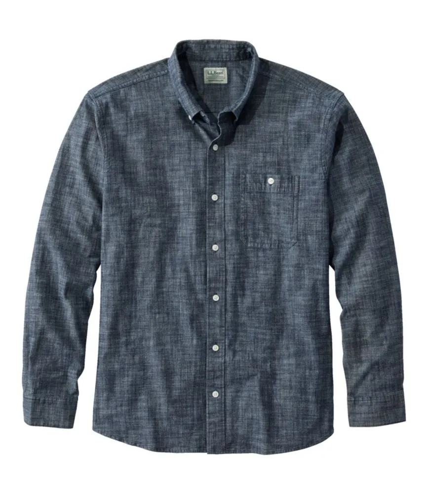 Men's Comfort Stretch Chambray Shirt, Traditional Untucked Fit