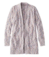 Women's Cotton Ragg Sweater, Open Cardigan Space-Dye