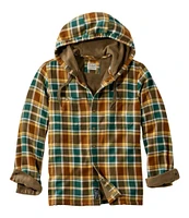 Men's Fleece-Lined Flannel Shirt, Hooded Snap Front, Slightly Fitted