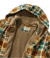 Men's Fleece-Lined Flannel Shirt, Hooded Snap Front, Slightly Fitted