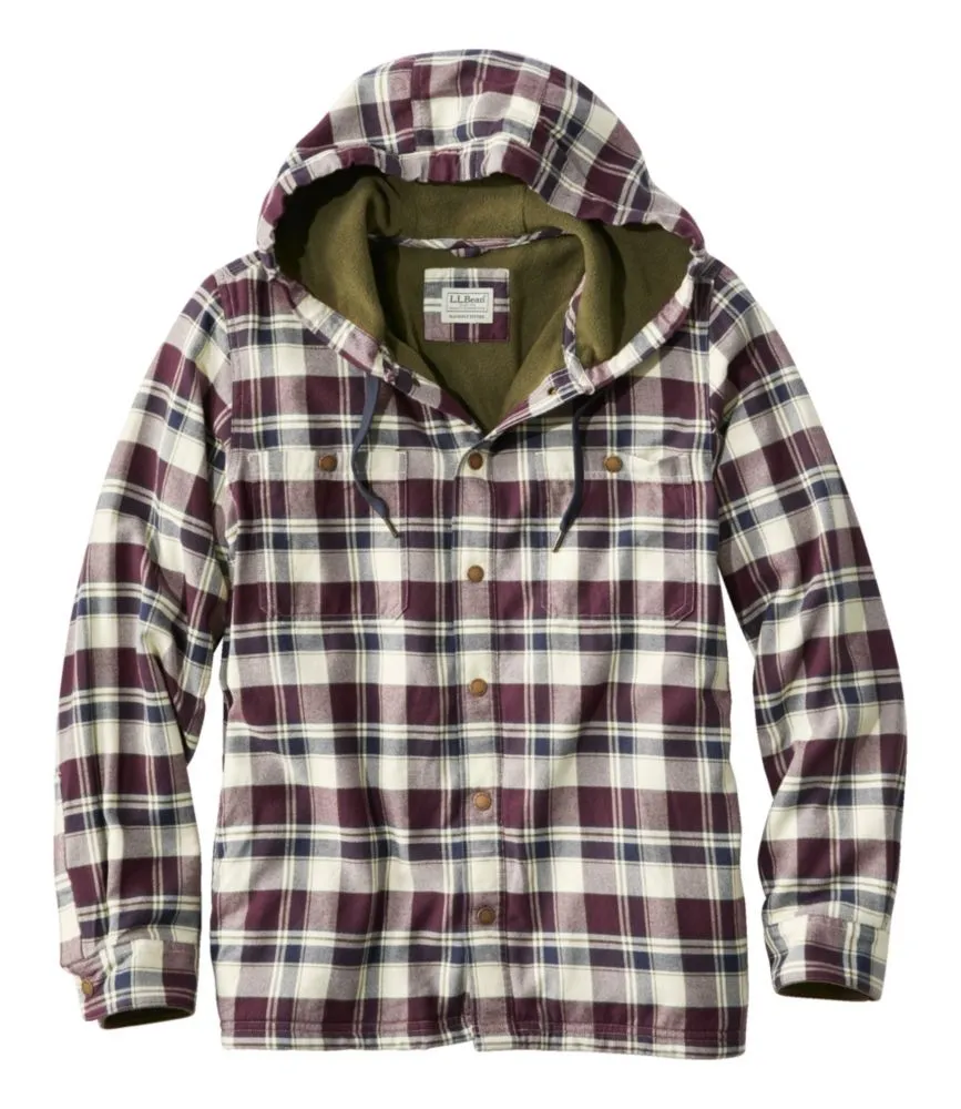 L.L.Bean Fleece Lined Flannel Shirt Hoodie Plaid