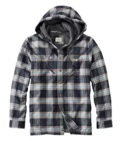 Men's Fleece-Lined Flannel Shirt, Hooded Snap Front, Slightly Fitted